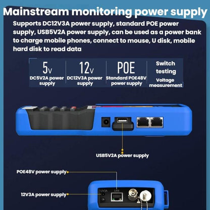 IPC9310Plus-N 4.5 Inch Engineering Tester Network Analog Coaxial Video Surveillance Tester, US Plug, EU Plug, UK Plug, AU Plug