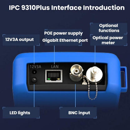 IPC9310Plus-N 4.5 Inch Engineering Tester Network Analog Coaxial Video Surveillance Tester, US Plug, EU Plug, UK Plug, AU Plug