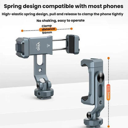 Aluminum Alloy Dual-Head Cold Shoe Phone Mount With Dual 1/4 inch Screw Holes For Horizontal/Vertical Tilting Shooting, PH-18