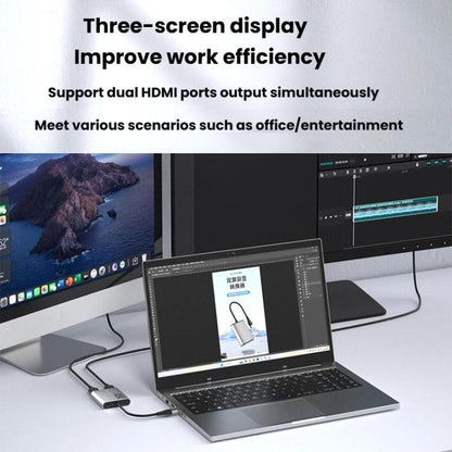 USB3.0+Type-C To Dual HDMI Extender 4K 60HZ Dual Screen Heterodyne HD Video Converter, HD16