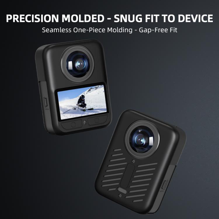 For DJI Osmo 360 Silicone Case Anti-Scratch Shock-Absorbing Dustproof Cover, Black, With Lens Cap