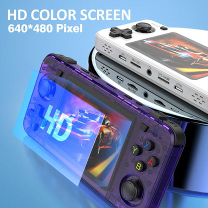 R36H 3.5 inch IPS Screen Open Source Handheld Game Console Portable Retro Pocket Console, 64G Transparent Purple, 64G Transparent Black, 64G White, 128G Transparent Purple, 128G Transparent Black, 128G White