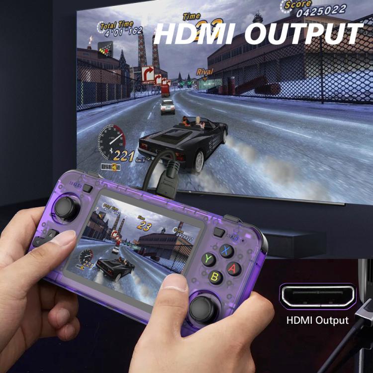 R36H 3.5 inch IPS Screen Open Source Handheld Game Console Portable Retro Pocket Console, 64G Transparent Purple, 64G Transparent Black, 64G White, 128G Transparent Purple, 128G Transparent Black, 128G White