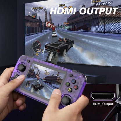 R36H 3.5 inch IPS Screen Open Source Handheld Game Console Portable Retro Pocket Console, 64G Transparent Purple, 64G Transparent Black, 64G White, 128G Transparent Purple, 128G Transparent Black, 128G White