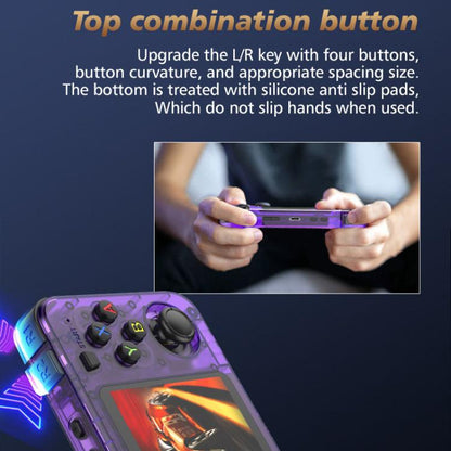 R36H 3.5 inch IPS Screen Open Source Handheld Game Console Portable Retro Pocket Console, 64G Transparent Purple, 64G Transparent Black, 64G White, 128G Transparent Purple, 128G Transparent Black, 128G White