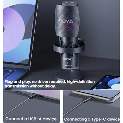 BOYA K9 Built-In Sound Card Quadruple Noise Reduction Desktop Microphone PC Recording Game Live Noise Reduction Microphone, K9