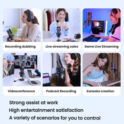 BOYA K9 Built-In Sound Card Quadruple Noise Reduction Desktop Microphone PC Recording Game Live Noise Reduction Microphone, K9