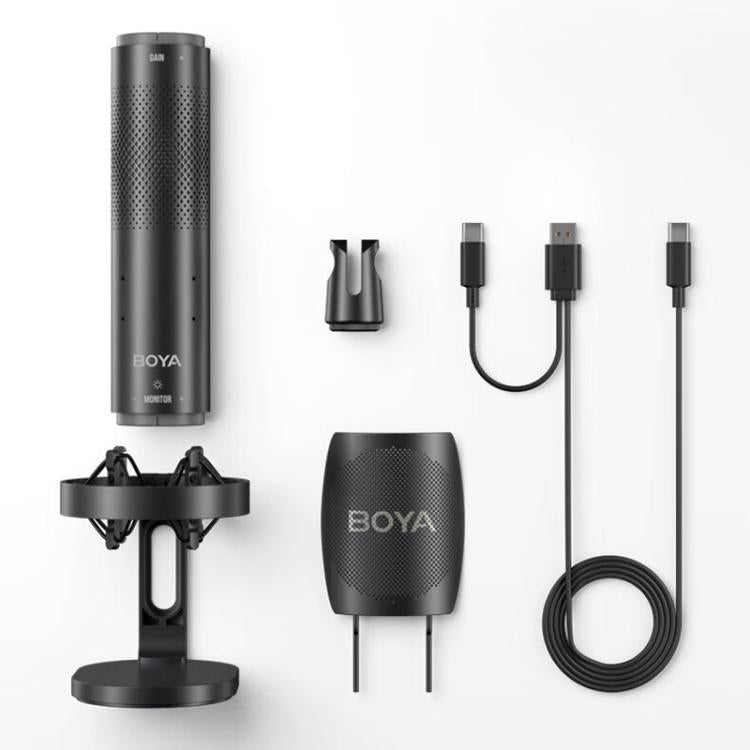 BOYA K9 Built-In Sound Card Quadruple Noise Reduction Desktop Microphone PC Recording Game Live Noise Reduction Microphone, K9