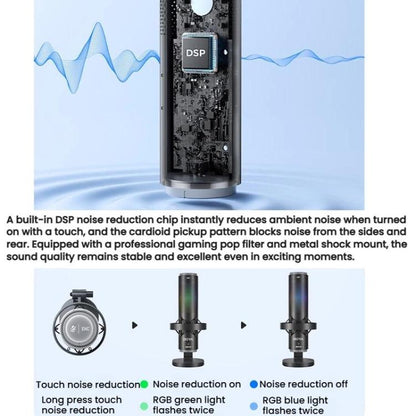BOYA K9 Built-In Sound Card Quadruple Noise Reduction Desktop Microphone PC Recording Game Live Noise Reduction Microphone, K9