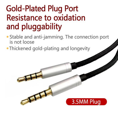 For Logitech Astro A10 / A40 Headset Gaming Headset 2m Braided Audio Cable, Silver Plug Straight Through, Silver Plug Wired Controller, Black Plug Wired Controller