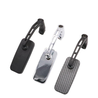 Electric Bike Modified Aluminum Alloy Blue Glass Square Curved Rod Rearview Mirror, Carbon Fiber Texture (Snakeskin), Black, Silver Electroplated