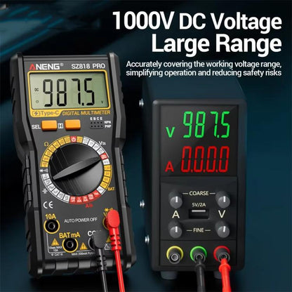 Digital Multimeter with NCV Detection Voltage Tester for AC/DC Current/Voltage, hFE Triode, and Capacitor Test Tool, ANENG SZ818, ANENG SZ818 Pro  Rechargeable