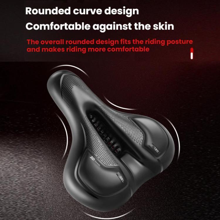 Thickened Universal Bicycle Saddle With Silicone Shock Absorber, Black, Black+USB Rechargeable Taillight
