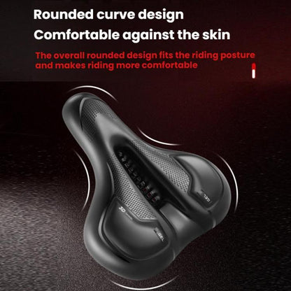 Thickened Universal Bicycle Saddle With Silicone Shock Absorber, Black, Black+USB Rechargeable Taillight