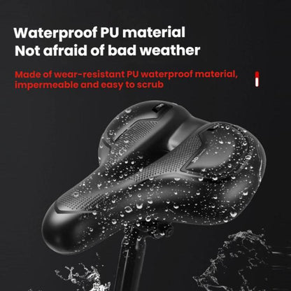 Thickened Universal Bicycle Saddle With Silicone Shock Absorber, Black, Black+USB Rechargeable Taillight