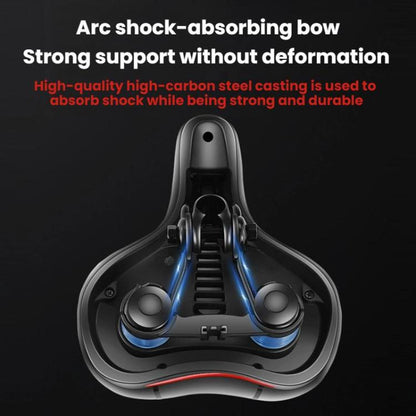 Thickened Universal Bicycle Saddle With Silicone Shock Absorber, Black, Black+USB Rechargeable Taillight