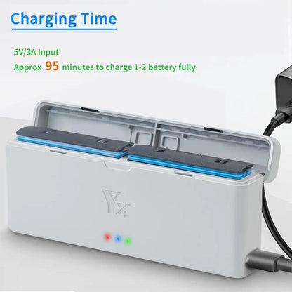 For Insta360 X4 YX 2-Slot Intelligent Charger Battery Charging Hub Storage Case, Gray
