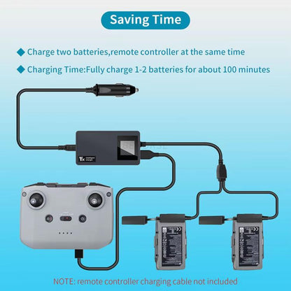 For DJI Mavic Air 2 / Air 2S YX Car Charger with Digital Display Dual-Battery Rapid Charger Hub, Car Charger