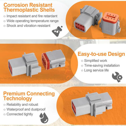 603pcs /Set DT Connector Kit with 2/3/4/6/8/12 Pin DT Connectors and Extraction Tools, 603pcs /Set