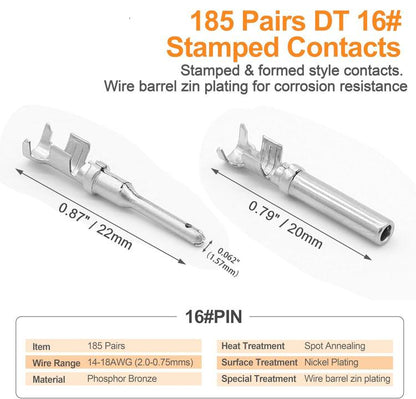 603pcs /Set DT Connector Kit with 2/3/4/6/8/12 Pin DT Connectors and Extraction Tools, 603pcs /Set