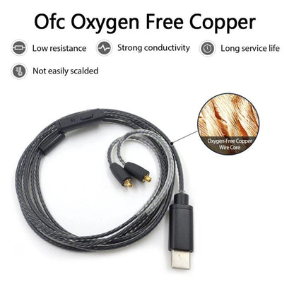 1.2m Type-C To MMCX Interface Headphone Plug Cable For Shure SE215 / SE315 / SE425 / SE535 / SE846, Inline Control, Standard