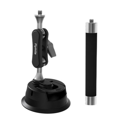 Flymile Universal Car Suction Cup Mount for Action Cameras 360-degree Rotatable, Washable and Reusable Dashboard Windshield Holder, Only  Mount, With Extension Rod