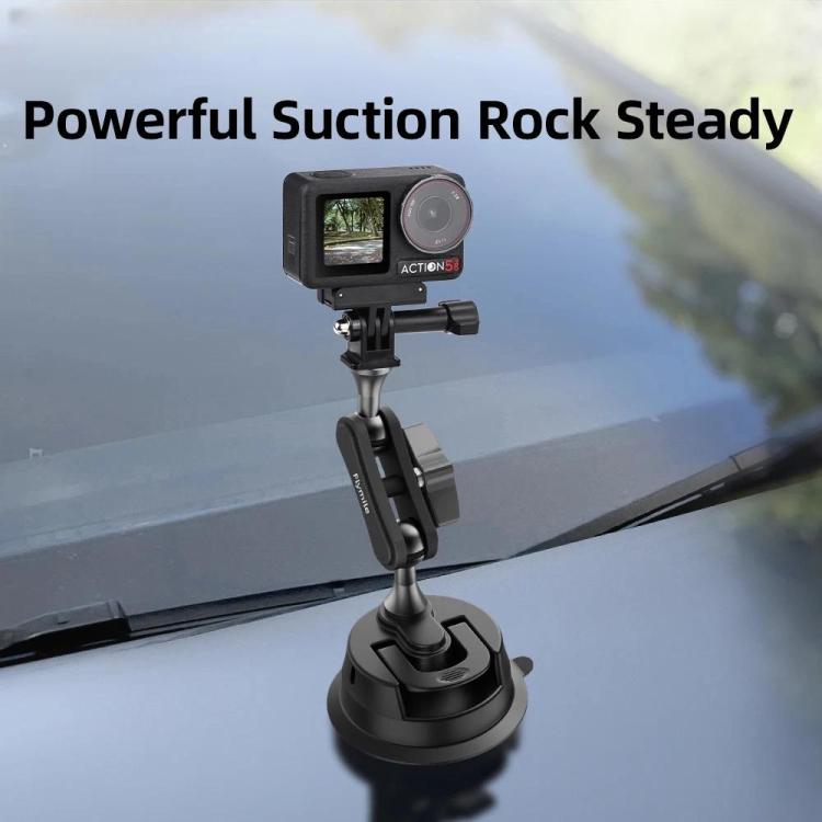 Flymile Universal Car Suction Cup Mount for Action Cameras 360-degree Rotatable, Washable and Reusable Dashboard Windshield Holder, Only  Mount, With Extension Rod