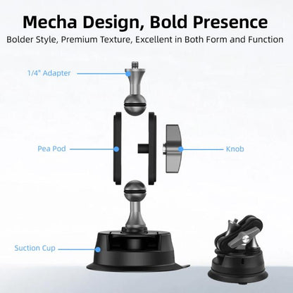 Flymile Universal Car Suction Cup Mount for Action Cameras 360-degree Rotatable, Washable and Reusable Dashboard Windshield Holder, Only  Mount, With Extension Rod
