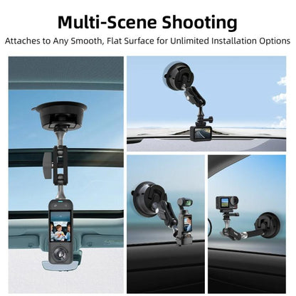 Flymile Universal Car Suction Cup Mount for Action Cameras 360-degree Rotatable, Washable and Reusable Dashboard Windshield Holder, Only  Mount, With Extension Rod