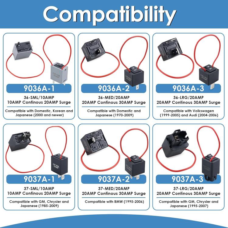 6-Piece Set 9038A Relay Bypass Switch Tester Kit With Wires For Electrical Testing, 9038A