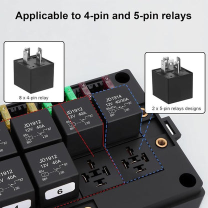 5pcs /Set Relay Socket Module for 4-Pin and 5-Pin Relays, Compatible with FB-15T 15-Slot Relay Box