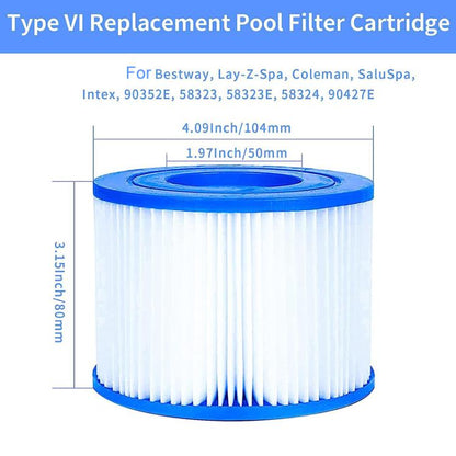 Pool Cleaner Filter Replacement Cartridge for Bestway, Lay-Z-Spa, Coleman, SaluSpa, and Intex, VI Cartridge