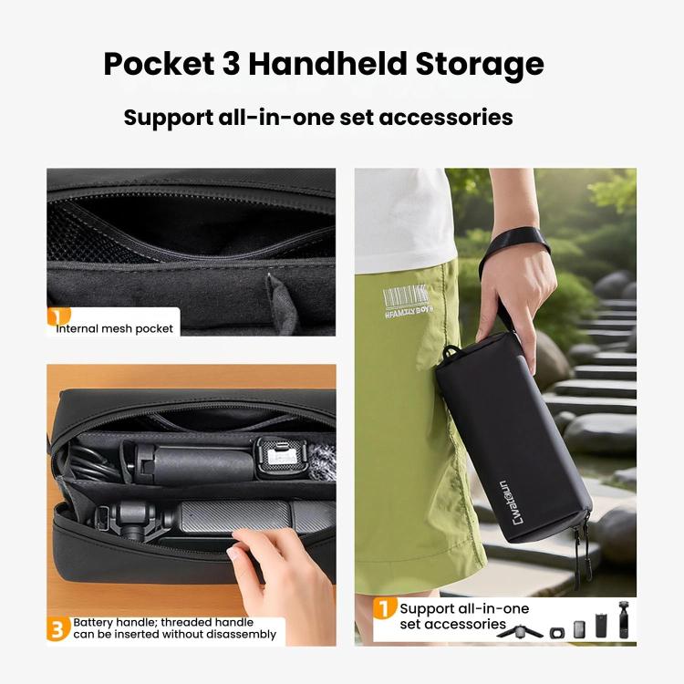 For DJI Osmo Pocket 3 Cwatcun D240 Small Storage Bag Crossbody Portable Waterproof Sports Camera Bag, D240