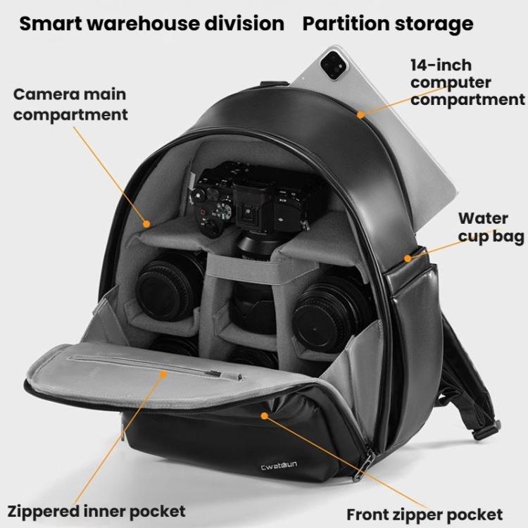 Cwatcun D125 Medium Shoulder Camera Bag Waterproof Casual Photography Backpack, Medium