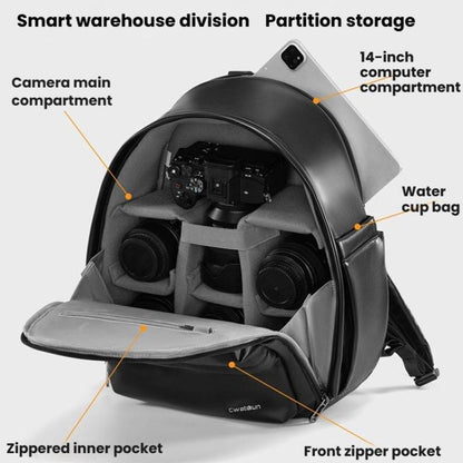 Cwatcun D125 Medium Shoulder Camera Bag Waterproof Casual Photography Backpack, Medium