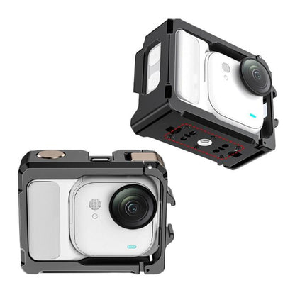 For Insta360 GO Ultra Aluminum Alloy Cage with Dual Cold Shoe Mount Shockproof Protective Frame, Aluminum Alloy Cage