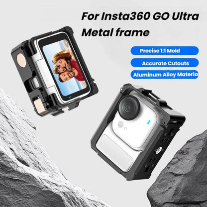 For Insta360 GO Ultra Aluminum Alloy Cage with Dual Cold Shoe Mount Shockproof Protective Frame, Aluminum Alloy Cage