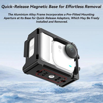 For Insta360 GO Ultra Aluminum Alloy Cage with Dual Cold Shoe Mount Shockproof Protective Frame, Aluminum Alloy Cage