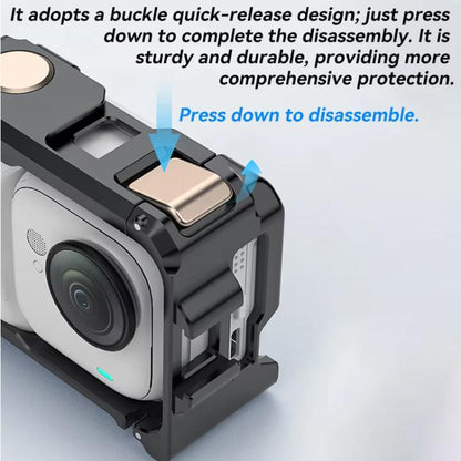 For Insta360 GO Ultra Aluminum Alloy Cage with Dual Cold Shoe Mount Shockproof Protective Frame, Aluminum Alloy Cage