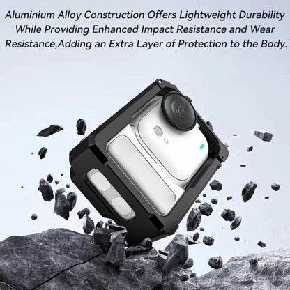 For Insta360 GO Ultra Aluminum Alloy Cage with Dual Cold Shoe Mount Shockproof Protective Frame, Aluminum Alloy Cage