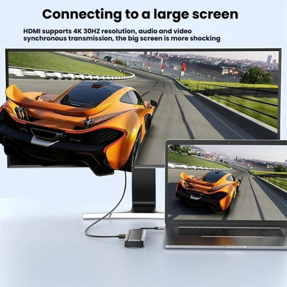 6-In-1 Type-C/USB-C To PD+HDMI (4K 30hz) +USB3.0 X 3+SATA/NVME SSD Docking Station, 6-In-1 SATA/NVME