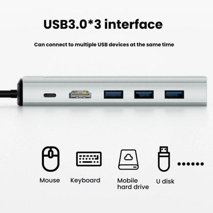 6-In-1 Type-C/USB-C To PD+HDMI (4K 30hz) +USB3.0 X 3+SATA/NVME SSD Docking Station, 6-In-1 SATA/NVME