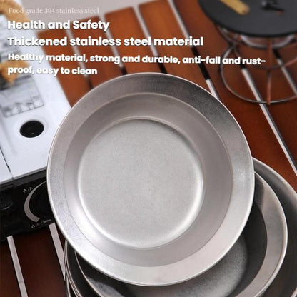 Outdoor Stainless Steel Dinner Plate Set Camping Portable BBQ Plate, With Storage Bag, AOTU AT6438-1 4pcs /Set, AOTU AT6438-1 8pcs /Set, AOTU AT6438-1 12pcs /Set, AOTU AT6438-1 16pcs /Set