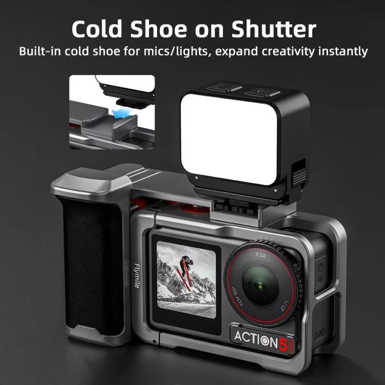 Flymile Street Shooting Handle Kit for DJI Osmo Action 5 Pro/4/3 Action Camera Aluminum Expansion Cage, AC5015 Cage