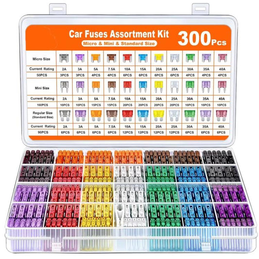 Car Small Medium Size Blade Fuse Assortment Kit, 300pcs Zinc Sheets