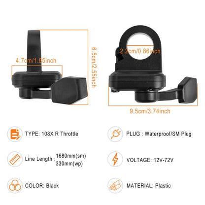Electric Bicycle 108X R Throttle Starting Adjustable Speed Turning Grip Accelerated Thumb Throttle Brake, Square 3-hole Female Plug, Square 3 Pin, Round 3 Pin