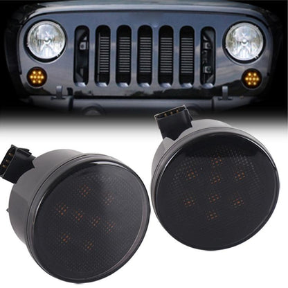 2pcs For Wrangler Plum Blossom-Shaped Yellow LED Car Lights Car Modified Grille Turn Signal Lights, With Aperture, Without Aperture