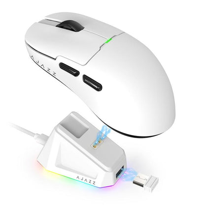 Ajazz 2.4G / Wired Dual Mode Gaming Mouse PAW3395 Chip, AJ159P With Charge Dock Black, AJ159P With Charge Dock White, AJ159 White