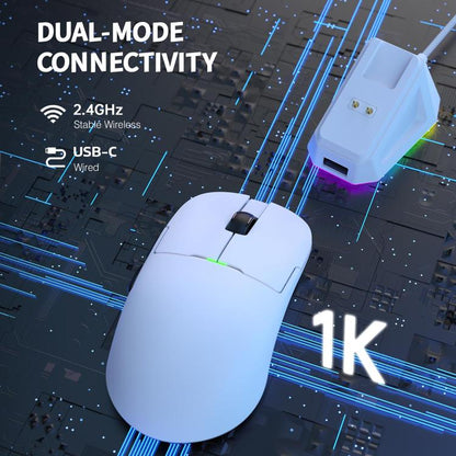 Ajazz 2.4G / Wired Dual Mode Gaming Mouse PAW3395 Chip, AJ159P With Charge Dock Black, AJ159P With Charge Dock White, AJ159 White