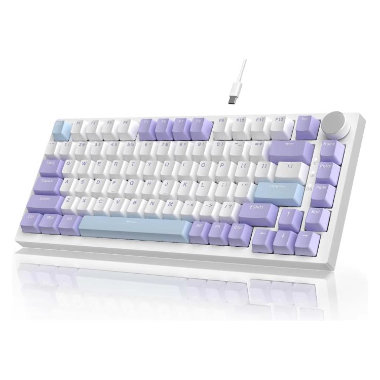 Ajazz AK820 Hot Swappable Wired Mechanical Keyboard With Light, Green Switch Ice Blue Light White, Red Switch White Light Black, AS Red Switch White Light Gray White, HP Switch White Light White Gray, Sea Salt Switch RGB Purple White Blue...